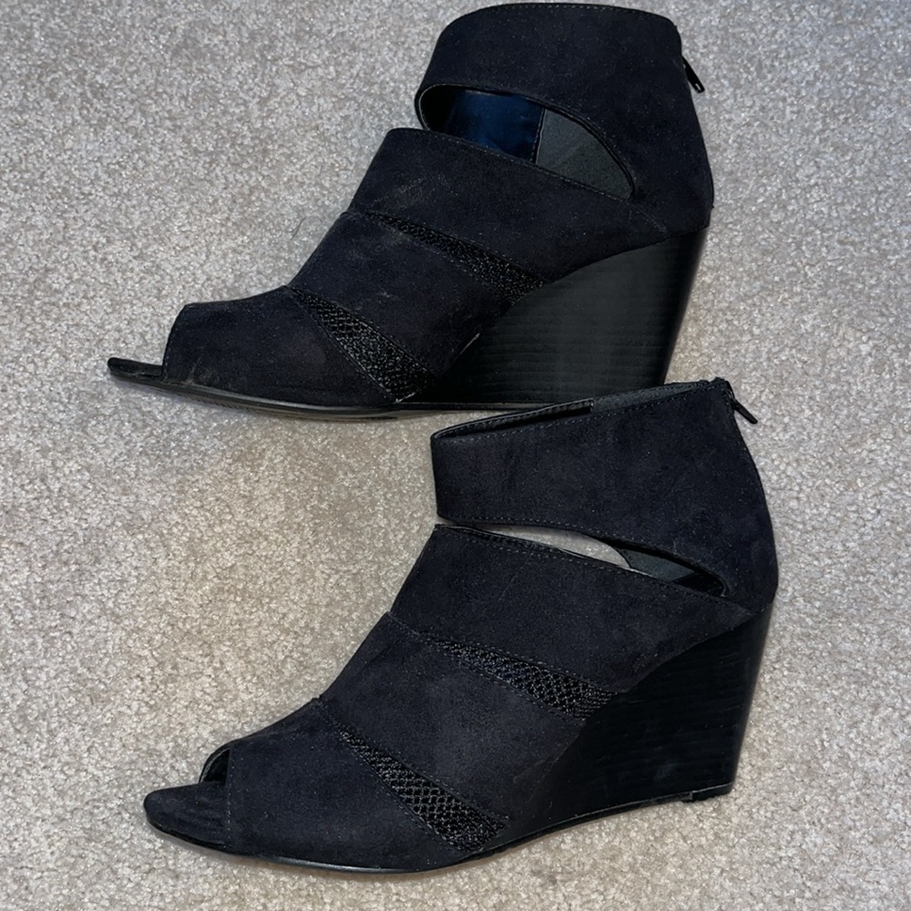 Faux suede wedge sandals
